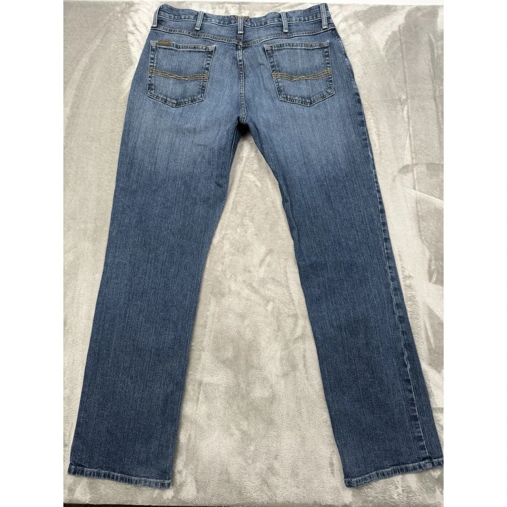 Ariat M4 Jeans Mens 36x34 Blue Denim Bootcut Stretch Embroidered Western Cowboy